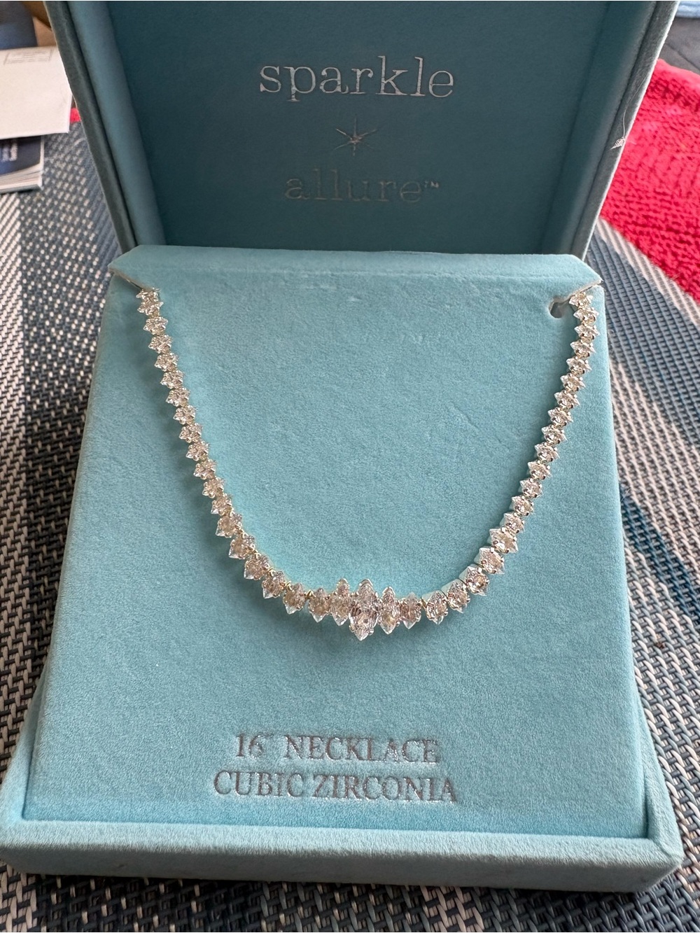 Silver Marquise Cubic Zirconia Tennis Necklace - Silver